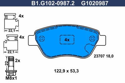 B1G10209872 GALFER Комплект тормозных колодок, дисковый тормоз