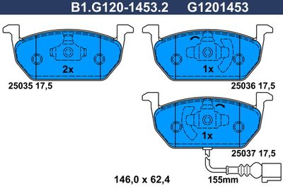 B1G12014532 GALFER Комплект тормозных колодок, дисковый тормоз