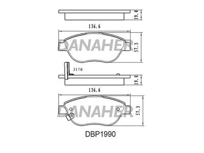 DBP1990 DANAHER Комплект тормозных колодок, дисковый тормоз