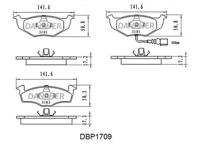 DBP1709 DANAHER Комплект тормозных колодок, дисковый тормоз