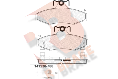 RB1238700 R BRAKE Комплект тормозных колодок, дисковый тормоз