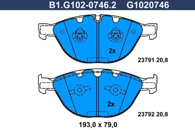 B1G10207462 GALFER Комплект тормозных колодок, дисковый тормоз