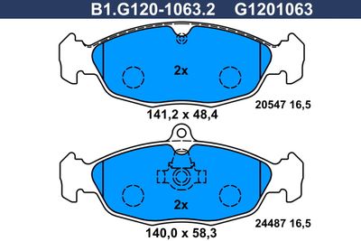 B1G12010632 GALFER Комплект тормозных колодок, дисковый тормоз
