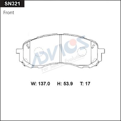 SN321 ADVICS Комплект тормозных колодок, дисковый тормоз