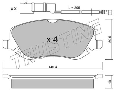 5450 TRUSTING Комплект тормозных колодок, дисковый тормоз