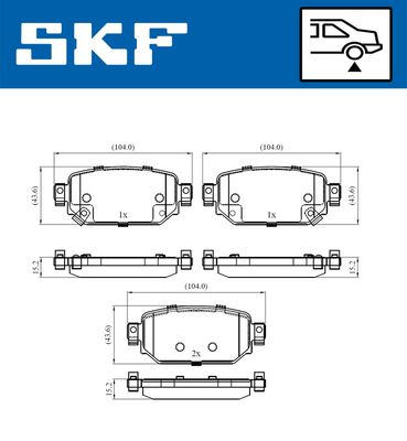 VKBP90499A SKF Комплект тормозных колодок, дисковый тормоз