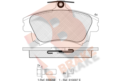 RB1236208 R BRAKE Комплект тормозных колодок, дисковый тормоз