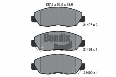 BPD1802 BENDIX Braking Комплект тормозных колодок, дисковый тормоз