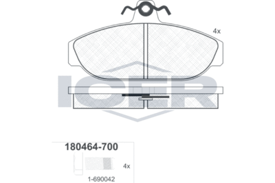 180464700 ICER Комплект тормозных колодок, дисковый тормоз