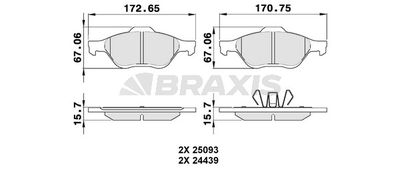 AA0340 BRAXIS Комплект тормозных колодок, дисковый тормоз