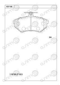 KD7169 ASIMCO Комплект тормозных колодок, дисковый тормоз