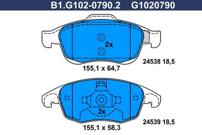 B1G10207902 GALFER Комплект тормозных колодок, дисковый тормоз
