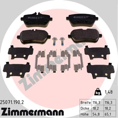250711902 ZIMMERMANN Комплект тормозных колодок, дисковый тормоз