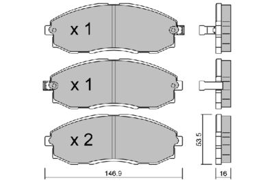 BPHY1902 AISIN Комплект тормозных колодок, дисковый тормоз