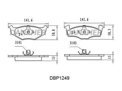 DBP1249 DANAHER Комплект тормозных колодок, дисковый тормоз
