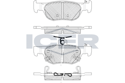 182374 ICER Комплект тормозных колодок, дисковый тормоз