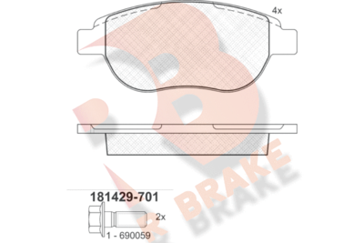 RB1429701 R BRAKE Комплект тормозных колодок, дисковый тормоз