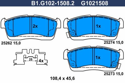 B1G10215082 GALFER Комплект тормозных колодок, дисковый тормоз