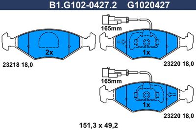 B1G10204272 GALFER Комплект тормозных колодок, дисковый тормоз