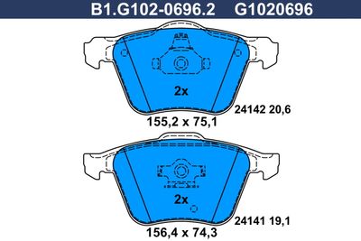 B1G10206962 GALFER Комплект тормозных колодок, дисковый тормоз