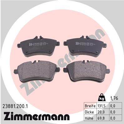 238812001 ZIMMERMANN Комплект тормозных колодок, дисковый тормоз