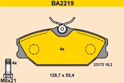 BA2219 BARUM Комплект тормозных колодок, дисковый тормоз