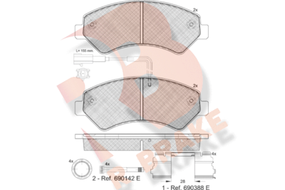 RB1836201 R BRAKE Комплект тормозных колодок, дисковый тормоз