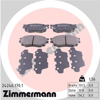 242461701 ZIMMERMANN Комплект тормозных колодок, дисковый тормоз