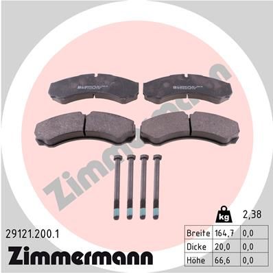 291212001 ZIMMERMANN Комплект тормозных колодок, дисковый тормоз