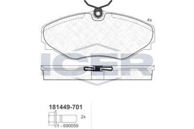 181449701 ICER Комплект тормозных колодок, дисковый тормоз