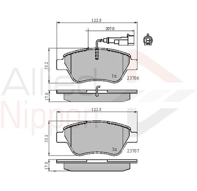 ADB11702 COMLINE Комплект тормозных колодок, дисковый тормоз