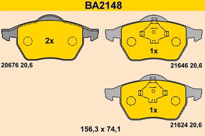 BA2148 BARUM Комплект тормозных колодок, дисковый тормоз