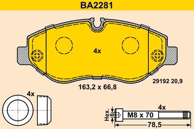 BA2281 BARUM Комплект тормозных колодок, дисковый тормоз
