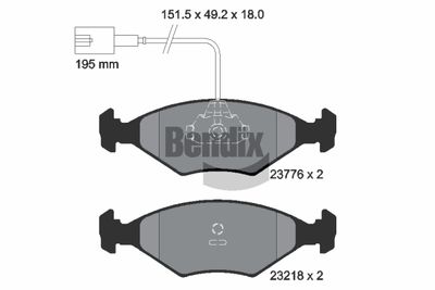 BPD2044 BENDIX Braking Комплект тормозных колодок, дисковый тормоз