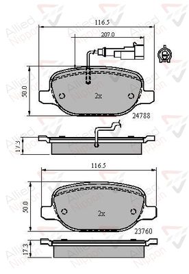 ADB11769 COMLINE Комплект тормозных колодок, дисковый тормоз