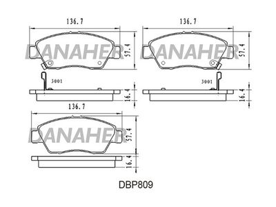 DBP809 DANAHER Комплект тормозных колодок, дисковый тормоз