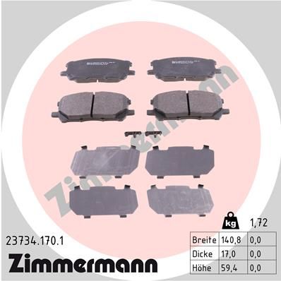 237341701 ZIMMERMANN Комплект тормозных колодок, дисковый тормоз