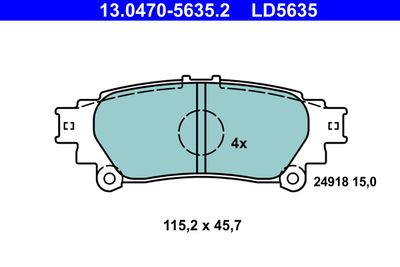 13047056352 ATE Комплект тормозных колодок, дисковый тормоз