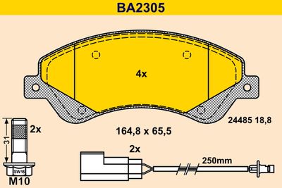 BA2305 BARUM Комплект тормозных колодок, дисковый тормоз