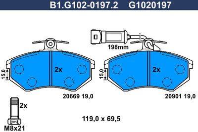 B1G10201972 GALFER Комплект тормозных колодок, дисковый тормоз