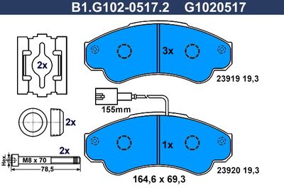 B1G10205172 GALFER Комплект тормозных колодок, дисковый тормоз