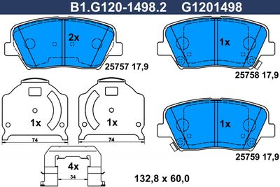 B1G12014982 GALFER Комплект тормозных колодок, дисковый тормоз