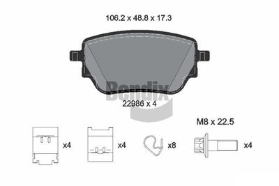 BPD2348 BENDIX Braking Комплект тормозных колодок, дисковый тормоз