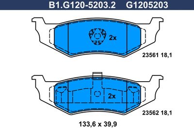 B1G12052032 GALFER Комплект тормозных колодок, дисковый тормоз