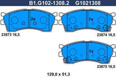 B1G10213082 GALFER Комплект тормозных колодок, дисковый тормоз