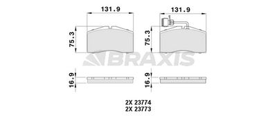 AB0480 BRAXIS Комплект тормозных колодок, дисковый тормоз