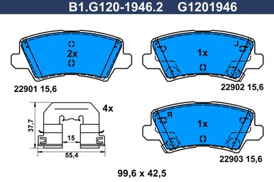 B1G12019462 GALFER Комплект тормозных колодок, дисковый тормоз