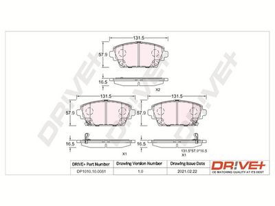 DP1010100081 Dr!ve+ Комплект тормозных колодок, дисковый тормоз