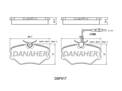 DBP917 DANAHER Комплект тормозных колодок, дисковый тормоз