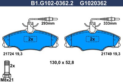 B1G10203622 GALFER Комплект тормозных колодок, дисковый тормоз